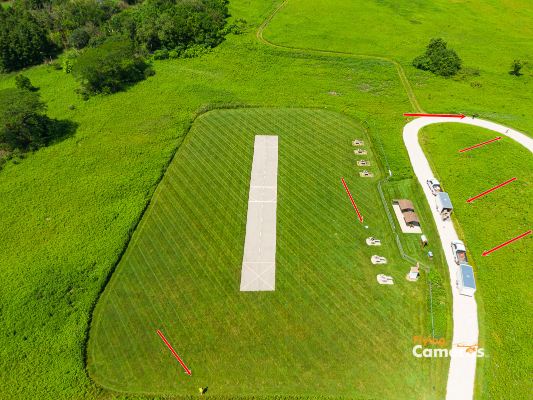 Drone image of freshly mowed air field in Naperville 